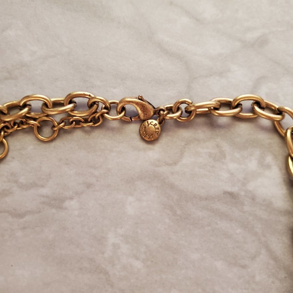 ✨ J.Crew Rhinestones Crystals Shield Cluster Antiqued Statement Necklace ✨ - Picture 12 of 16
